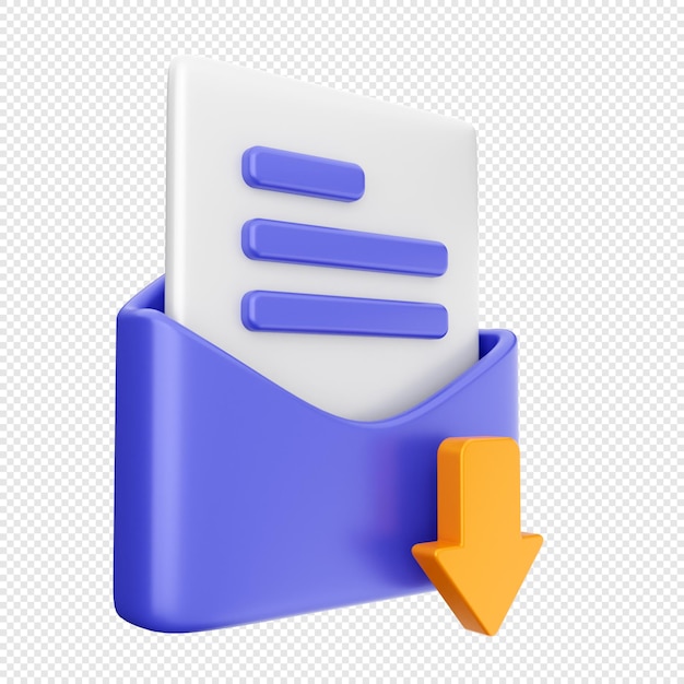 Ilustración del icono del mensaje del sobre de correo electrónico en 3D