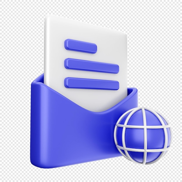 Ilustración del icono del mensaje del sobre de correo electrónico en 3D