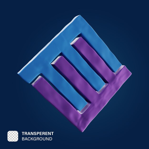 Ilustración de icono de metal 3D de arcilla PSD Render