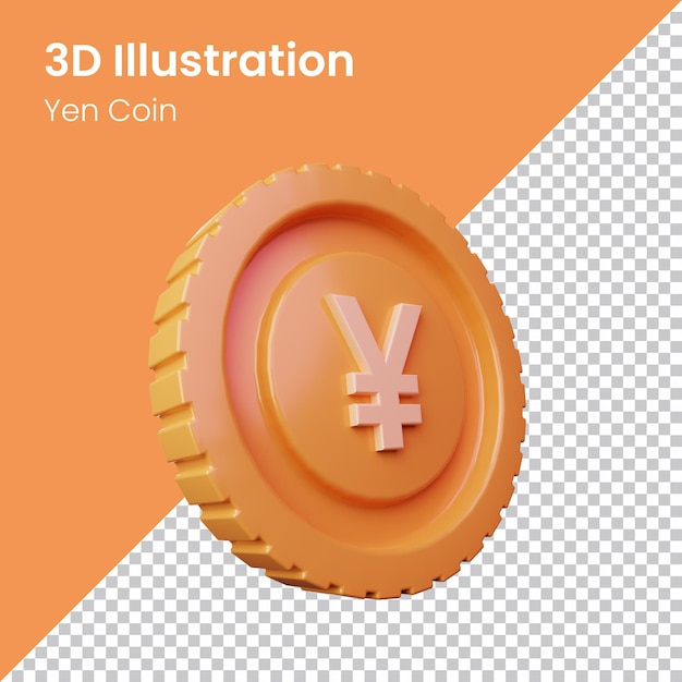 Ilustración del icono de la moneda de yen en PSD 3d