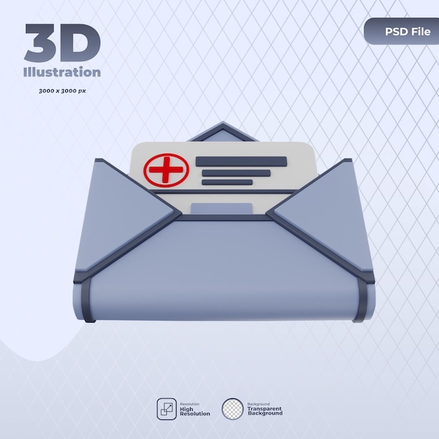 PSD ilustración de icono de noticias médicas 3d