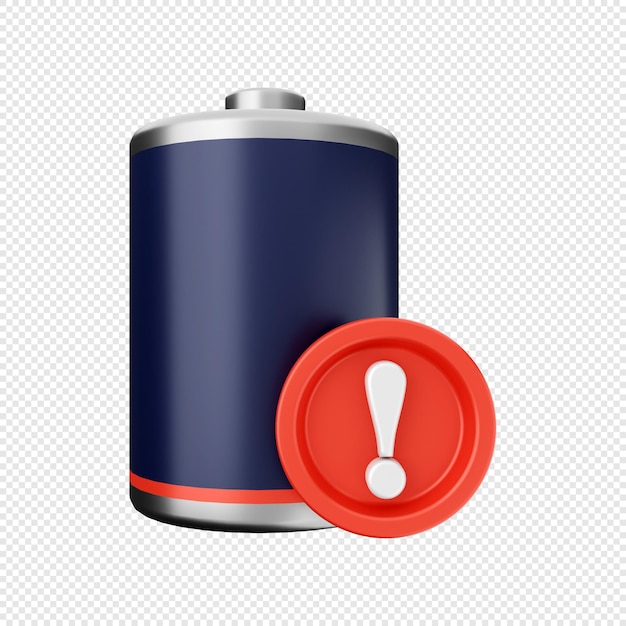 Ilustración del icono de notificación de batería 3D