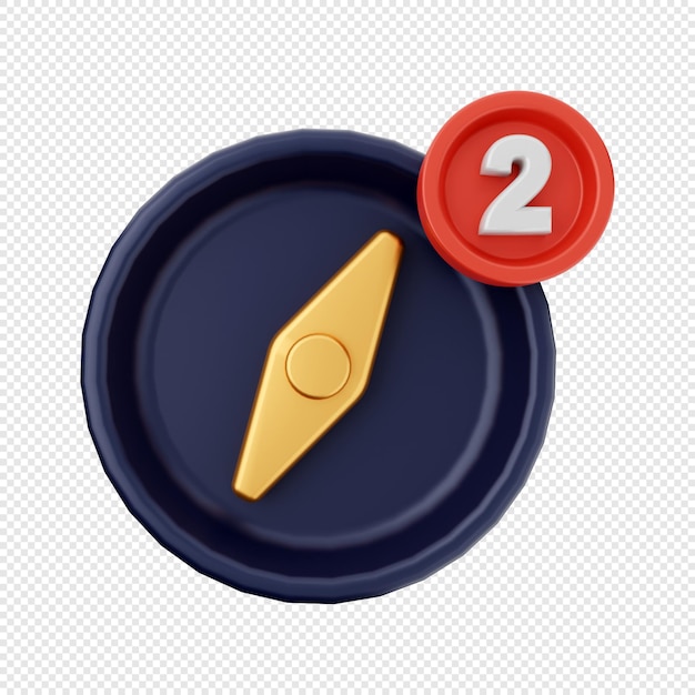 Ilustración del icono de notificación de brújula 3D