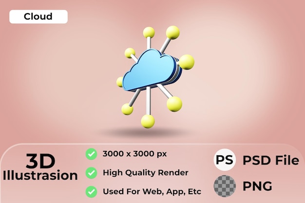 Ilustración de icono de nube 3d.