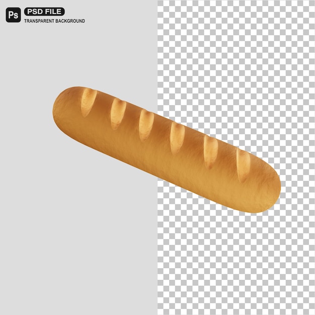 PSD ilustración de icono de pan francés realista 3d