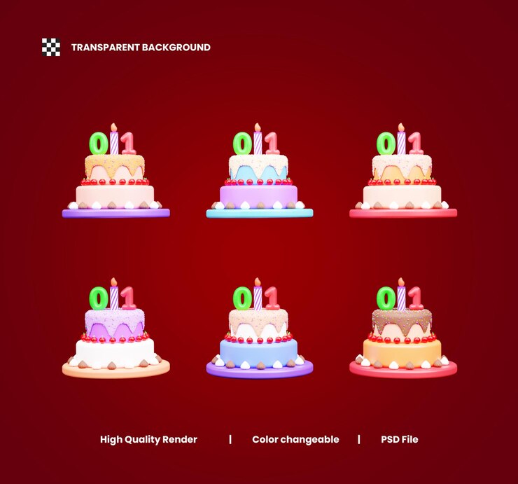 PSD ilustración del icono del pastel de cumpleaños en 3d o del pastel de celebración en 3d o del pastel de fiesta de aniversario en 3d