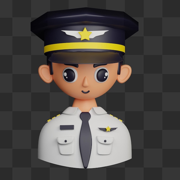 Ilustración de icono de piloto de personaje de avatar 3d