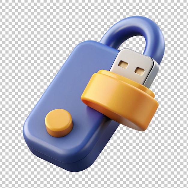 PSD ilustración del icono de protección de disco flash en 3d