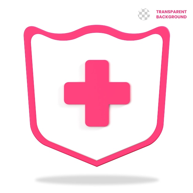 Ilustración del icono de protección de la salud en 3D