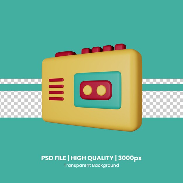 PSD ilustración del icono de psd walkman en 3d