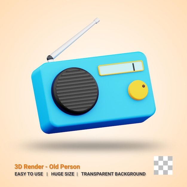 Ilustración del icono de radio 3D con fondo transparente