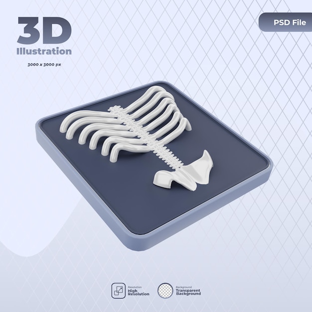 PSD ilustración de icono de radiografía médica 3d