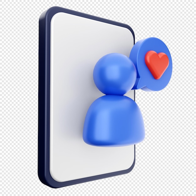 Ilustración del icono de las redes sociales en 3D