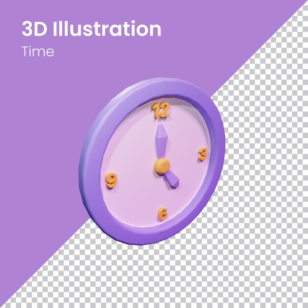Ilustración de icono de reloj de renderizado 3d PSD
