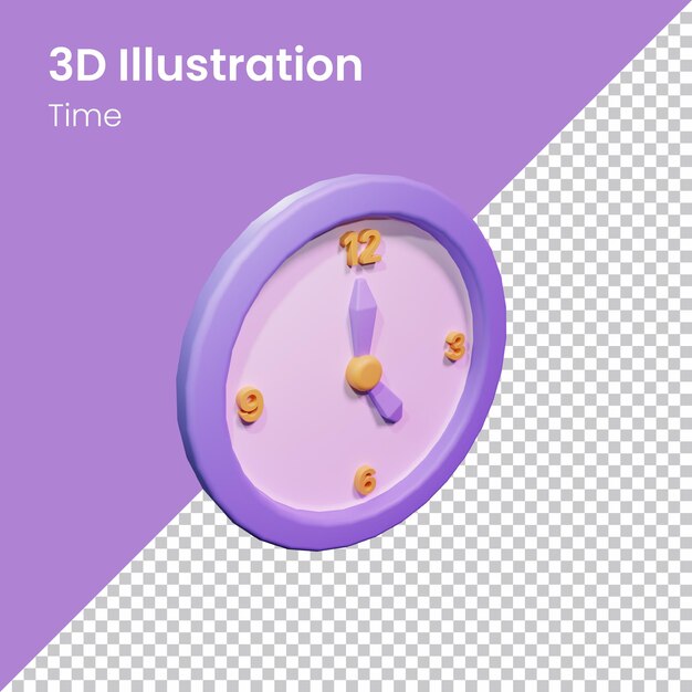 Ilustración de icono de reloj de renderizado 3d PSD