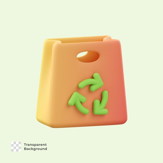 Ilustración de icono de render 3d de bolsa de papel