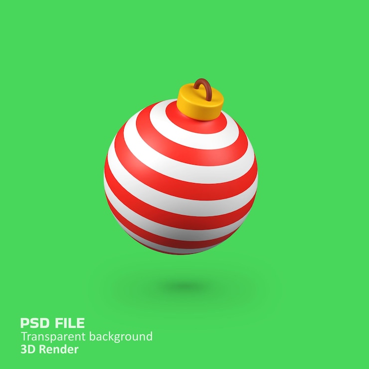 PSD ilustración del icono de renderización 3d aislado de la bola de navidad