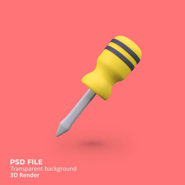 Ilustración del icono de renderización 3D aislado del destornillador