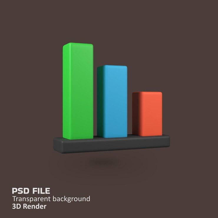 PSD ilustración del icono de renderización 3d aislado del gráfico de barras