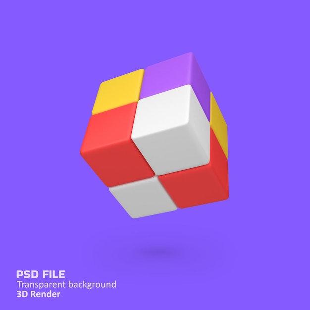 Ilustración del icono de renderización 3D aislado de Rubik