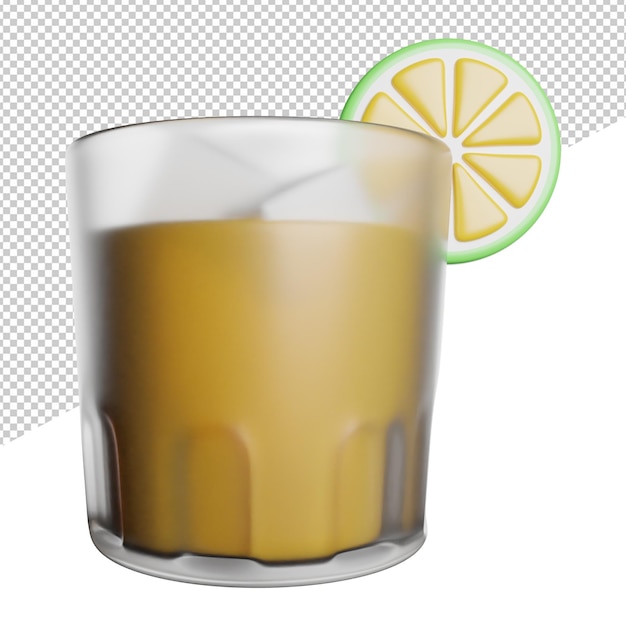 Ilustración del icono de renderización 3D de la bebida de cóctel Jugo