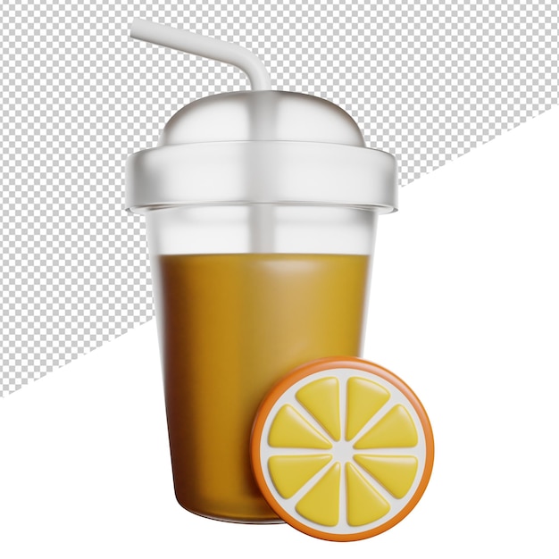 Ilustración del icono de renderización 3d de la bebida de cóctel jugo