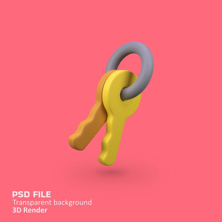PSD ilustración del icono de renderizado 3d aislado de la clave