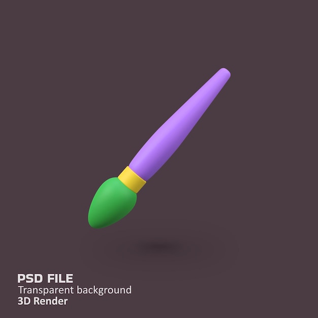 Ilustración del icono de renderizado 3D aislado del dibujo del pincel de arte