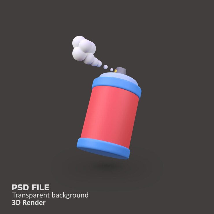 PSD ilustración del icono de renderizado 3d aislado con pintura en aerosol
