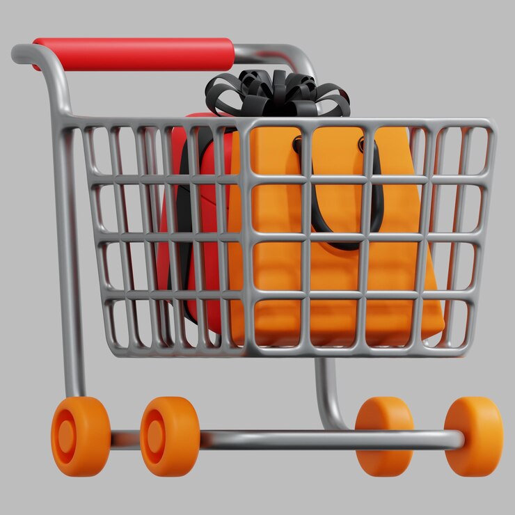 PSD ilustración de icono de renderizado 3d del carrito de compras