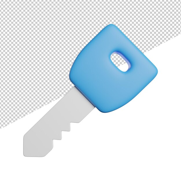 Ilustración de icono de renderizado 3d de vista frontal de contacto de coche clave sobre fondo transparente