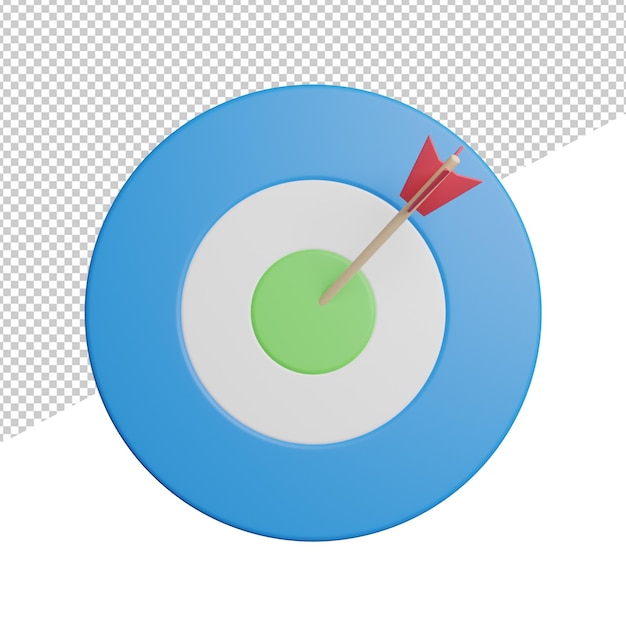Ilustración de icono de renderizado 3d de vista frontal de enfoque objetivo objetivo sobre fondo transparente