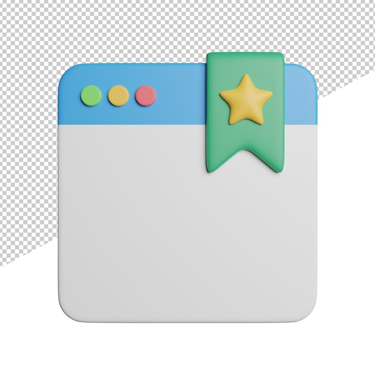 PSD ilustración de icono de renderizado 3d de vista frontal del navegador de marcadores sobre fondo transparente