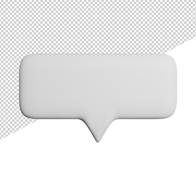 Ilustración de icono de renderizado 3d de vista frontal de plantilla de burbujas de discurso sobre fondo transparente