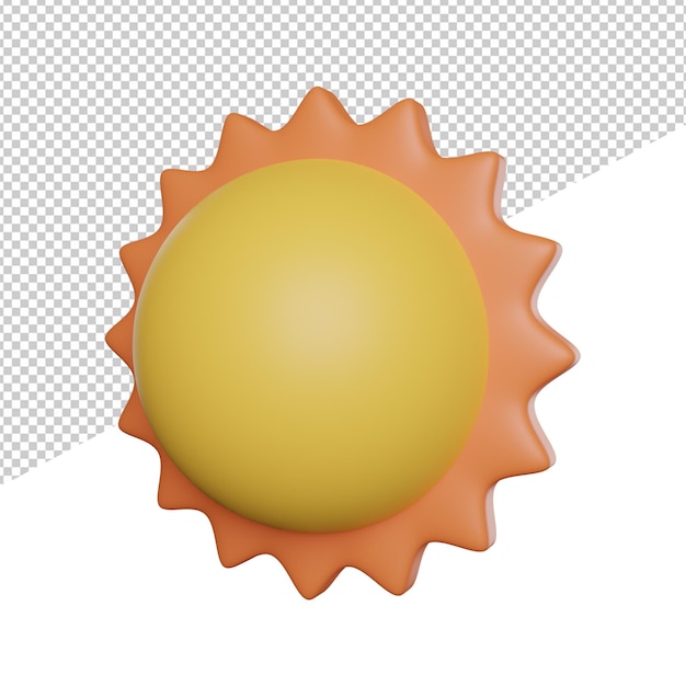 PSD ilustración de icono de renderizado 3d de vista lateral brillante de sol amarillo sobre fondo transparente