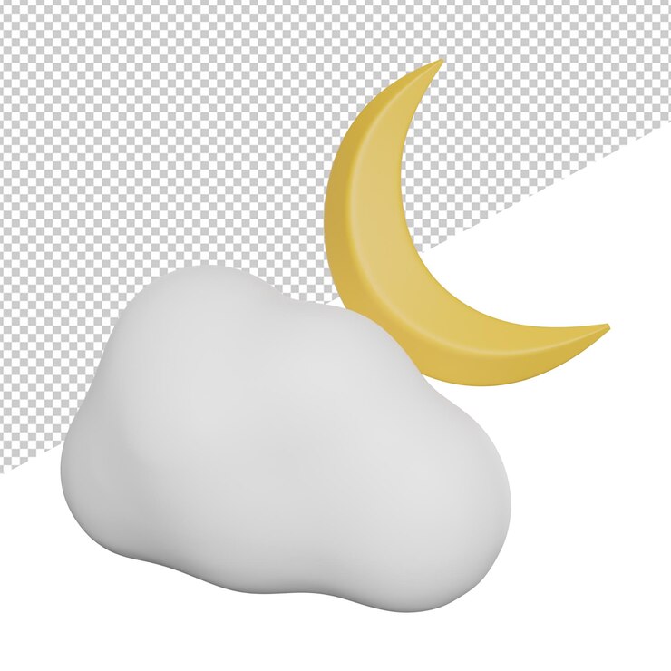 PSD ilustración de icono de renderizado 3d de vista lateral de cloud night sky sobre fondo transparente