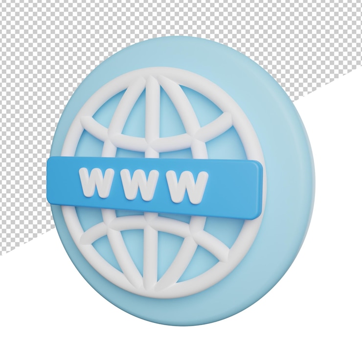 PSD ilustración de icono de renderizado 3d de vista lateral de dominio web de internet sobre fondo transparente