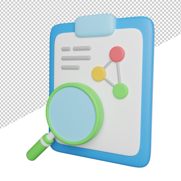 Ilustración de icono de renderizado 3d de vista lateral de estrategia de análisis sobre fondo transparente