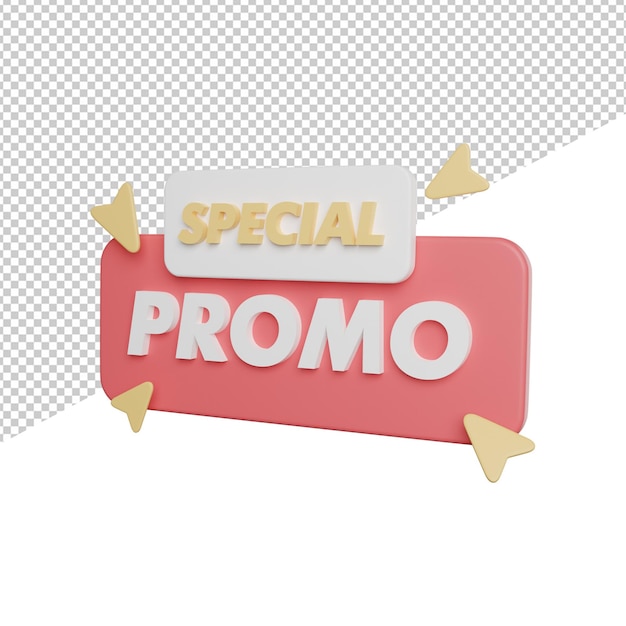 PSD ilustración de icono de renderizado 3d de vista lateral de insignia de promoción especial sobre fondo transparente