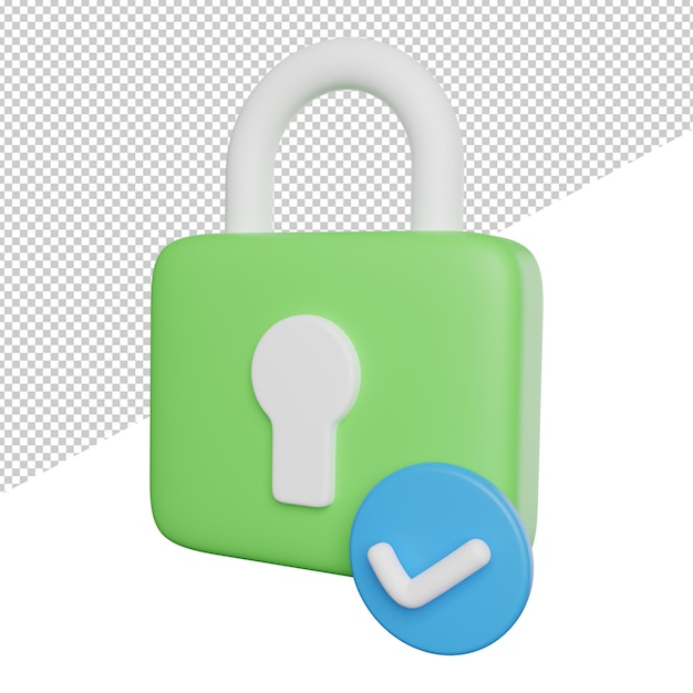 Ilustración de icono de renderizado 3d de vista lateral de privacidad segura protegida sobre fondo transparente