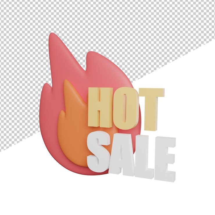 PSD ilustración de icono de renderizado 3d de vista lateral de promoción de venta caliente sobre fondo transparente