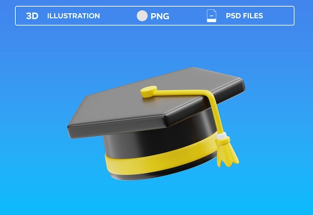 Ilustración del icono de representación 3D del fondo aislado de la tapa de graduación 3D