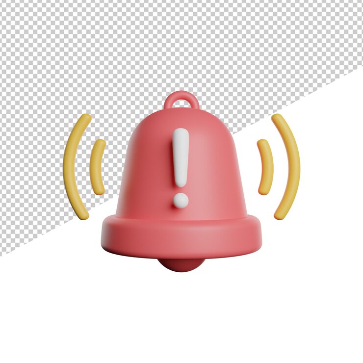 PSD ilustración de icono de representación 3d de vista frontal de notificación de alarma de emergencia sobre fondo transparente