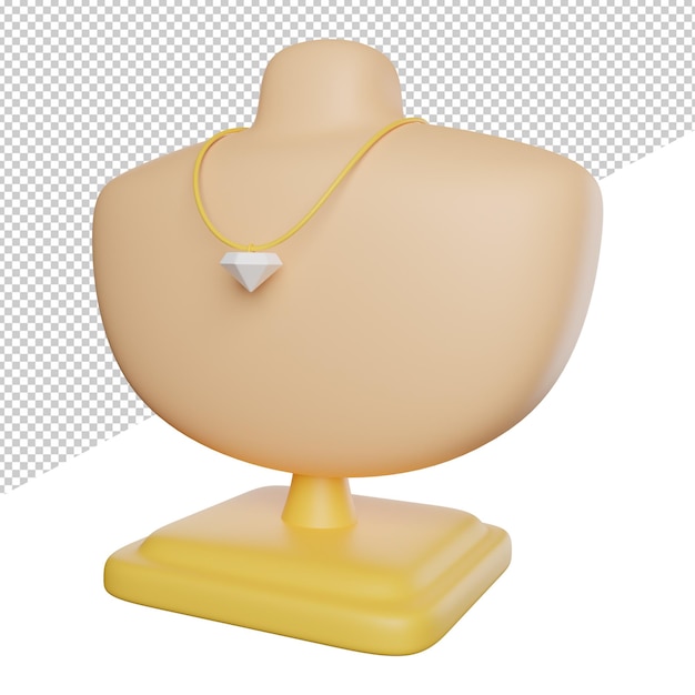 Ilustración de icono de representación 3d de vista lateral de belleza de joyería de lujo sobre fondo transparente