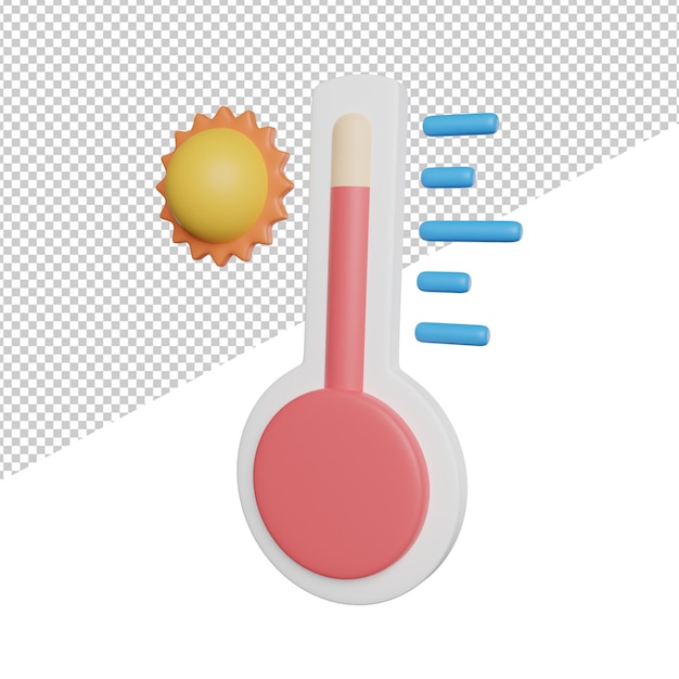 PSD ilustración de icono de representación 3d de vista lateral de día de temperatura caliente sobre fondo transparente