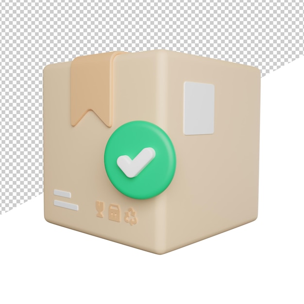 Ilustración de icono de representación 3d de vista lateral de paquete entregado sobre fondo transparente