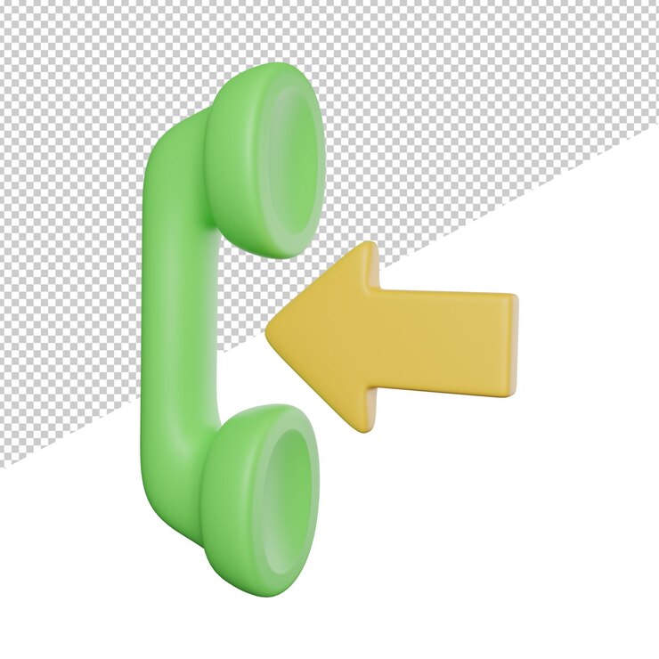 PSD ilustración de icono de representación 3d de vista lateral de teléfono de llamada entrante sobre fondo transparente