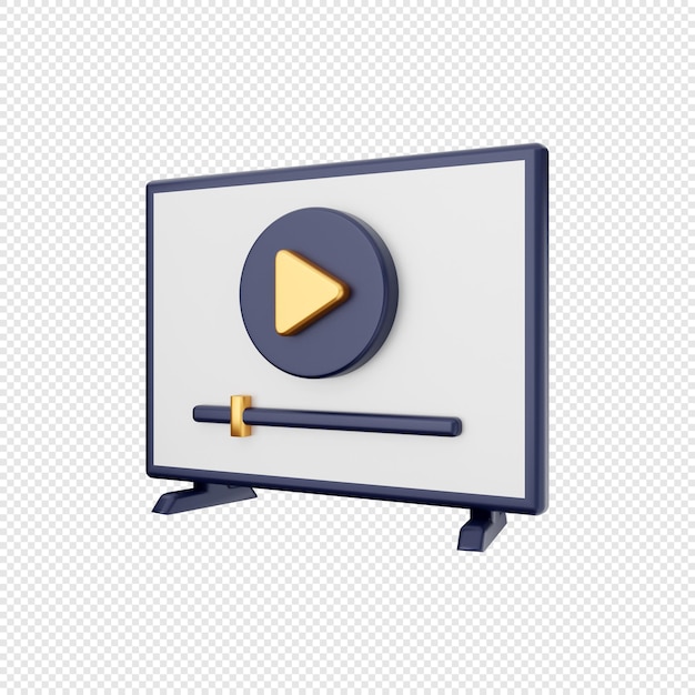 ilustración de icono de reproductor de video de tv inteligente 3d
