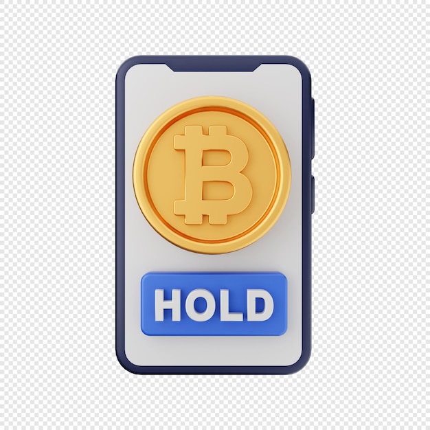 Ilustración de icono de retención de bitcoin 3d