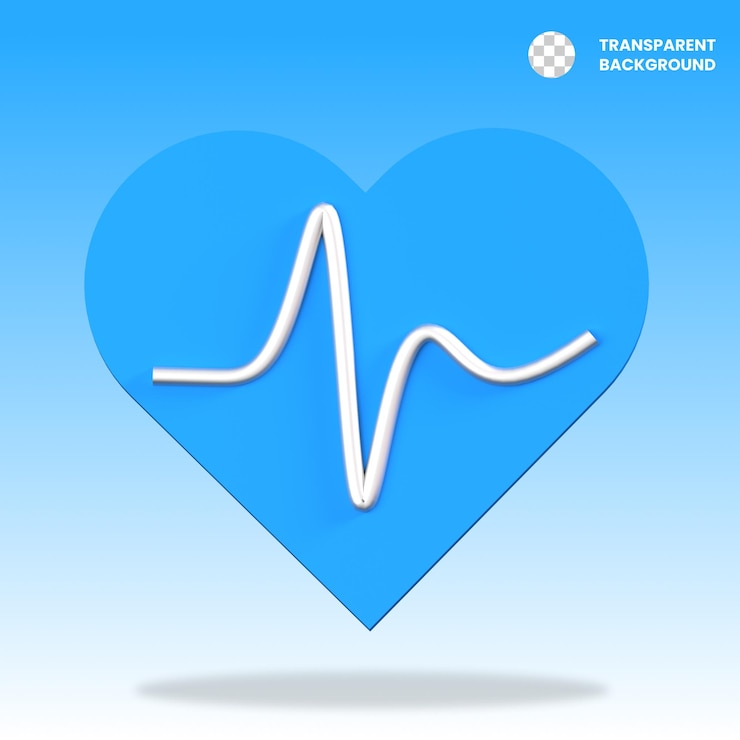 PSD ilustración del icono de salud del latido cardíaco en 3d